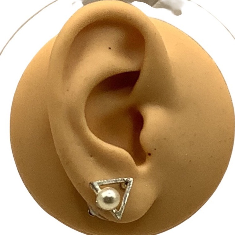 Total You 360 Boutique Silver Tone Triangle Faux Pearl Stud Earrings Geometric